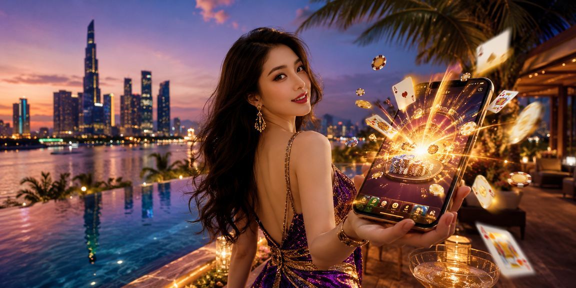 Người dùng chơi bài trực tuyến trên điện thoại tại bãi biển TP. Hồ Chí Minh