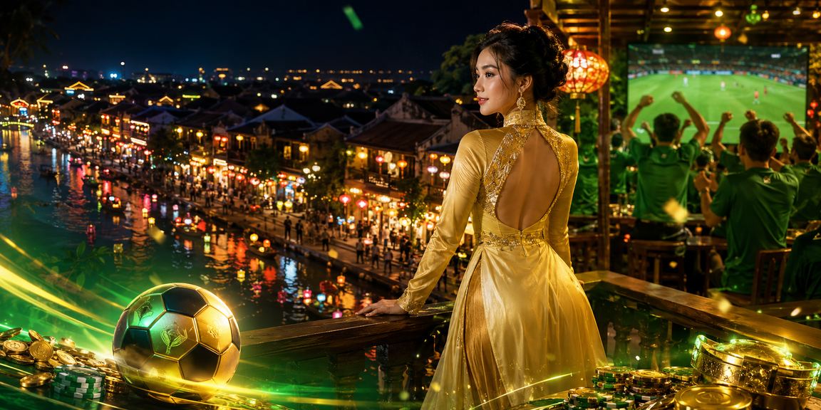 Người dùng Hội An trong trang phục áo dài nhận thưởng jackpot VIP từ h3bet